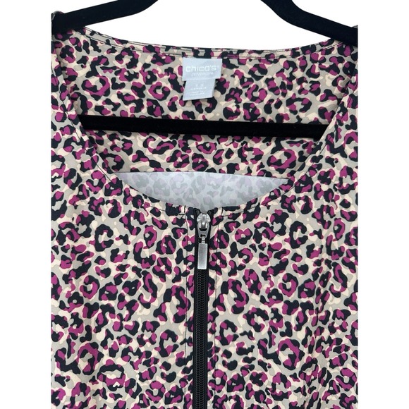 Chico's Sleeveless Leopard Cinched Waist Dress Sz 3.5 18 XL Summer Travel - Picture 5 of 9